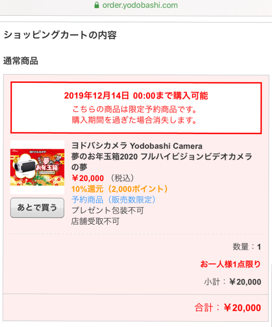 ヨドバシカメラ 夢のお年玉箱☆: いろんなとこを旅したい！rickyのブログ